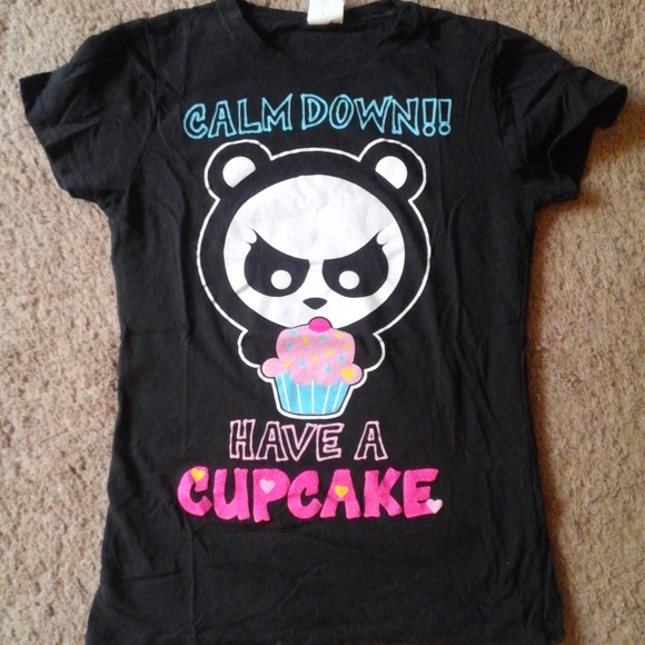 Bay Island Tops - "Calm Down! Have a Cupcake" Graphic Tee (Medium)